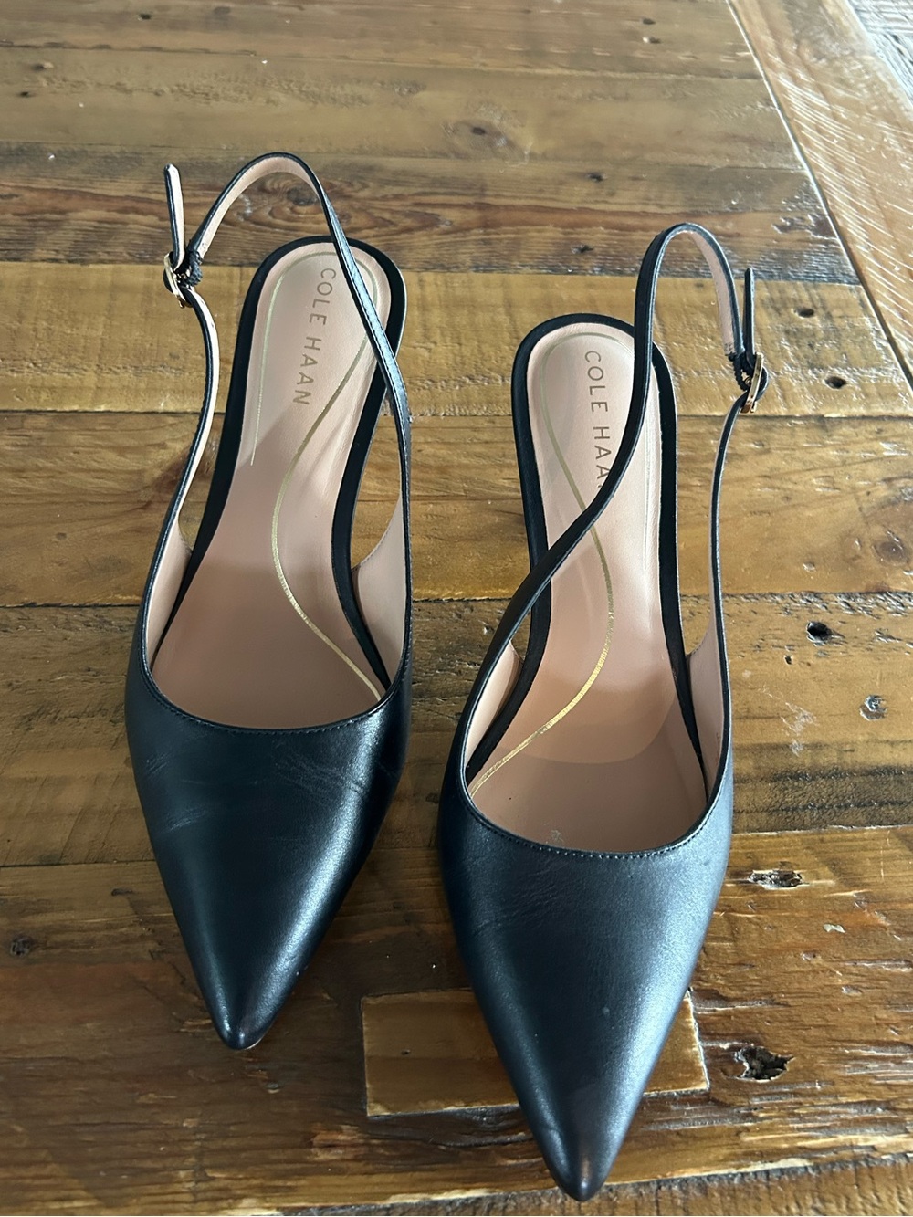 Cole Haan Black Pointed-Toe Slingback Pumps 6.5